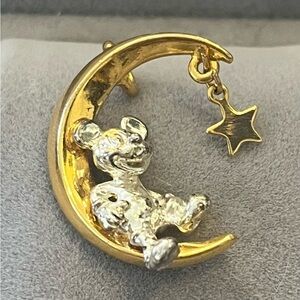 Disney Gold and Silver Tone Mickey Moon Pendant